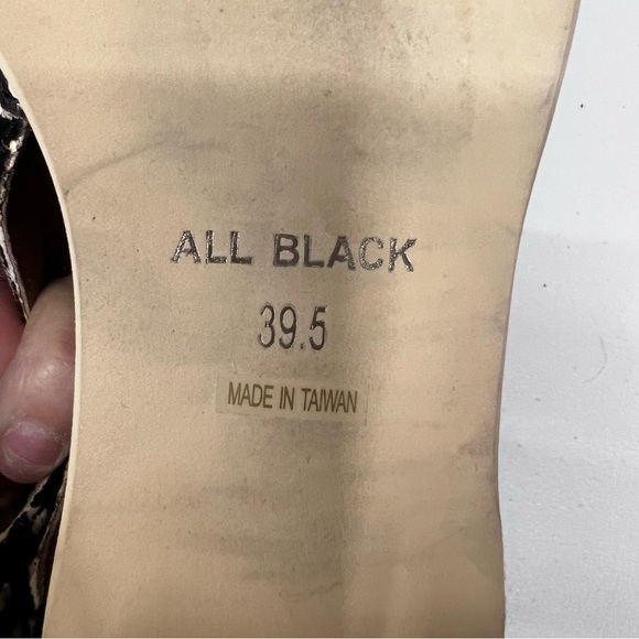 All Black Fur Cutout Cowman Animal Print Oxford Loafers Size 39.5 - Picture 7 of 10